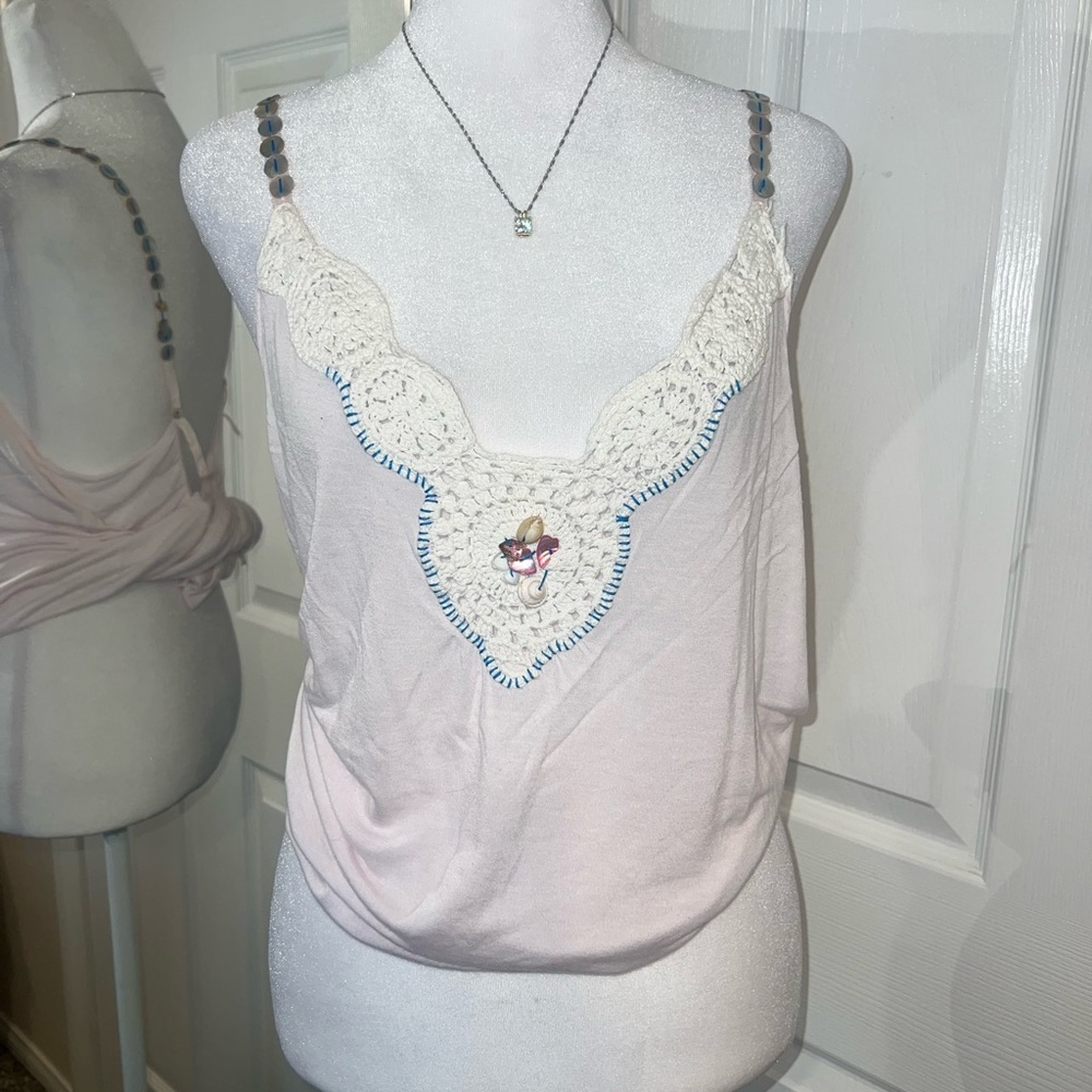 Vintage Free People Crochet Shell Camisole Size M - Picture 9 of 12